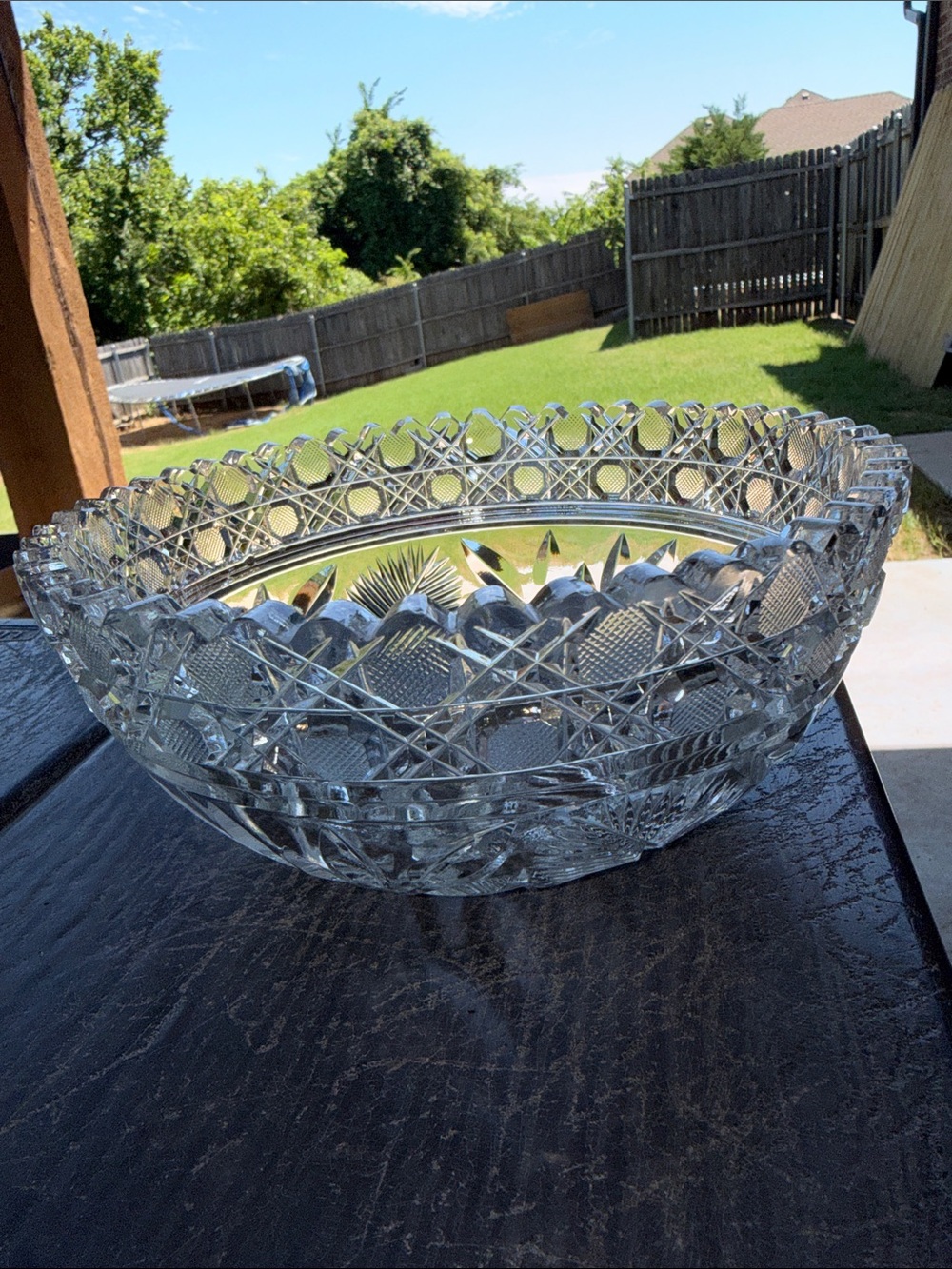Cut Glass Crystal Serving Bowl - Clear